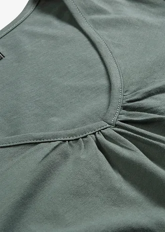 Triko s dlouhým rukávem a průvlekem na gumičku, z čisté bavlny • eukalyptově zelená • bonprix obchod