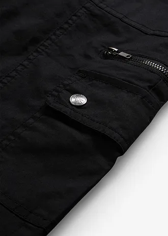 Jean cargo en coton, taille mi-haute, Couleur: noir