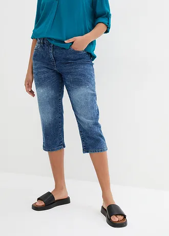 Dżinsy straight, średni stan, ze stretchem, kolor: niebieski denim