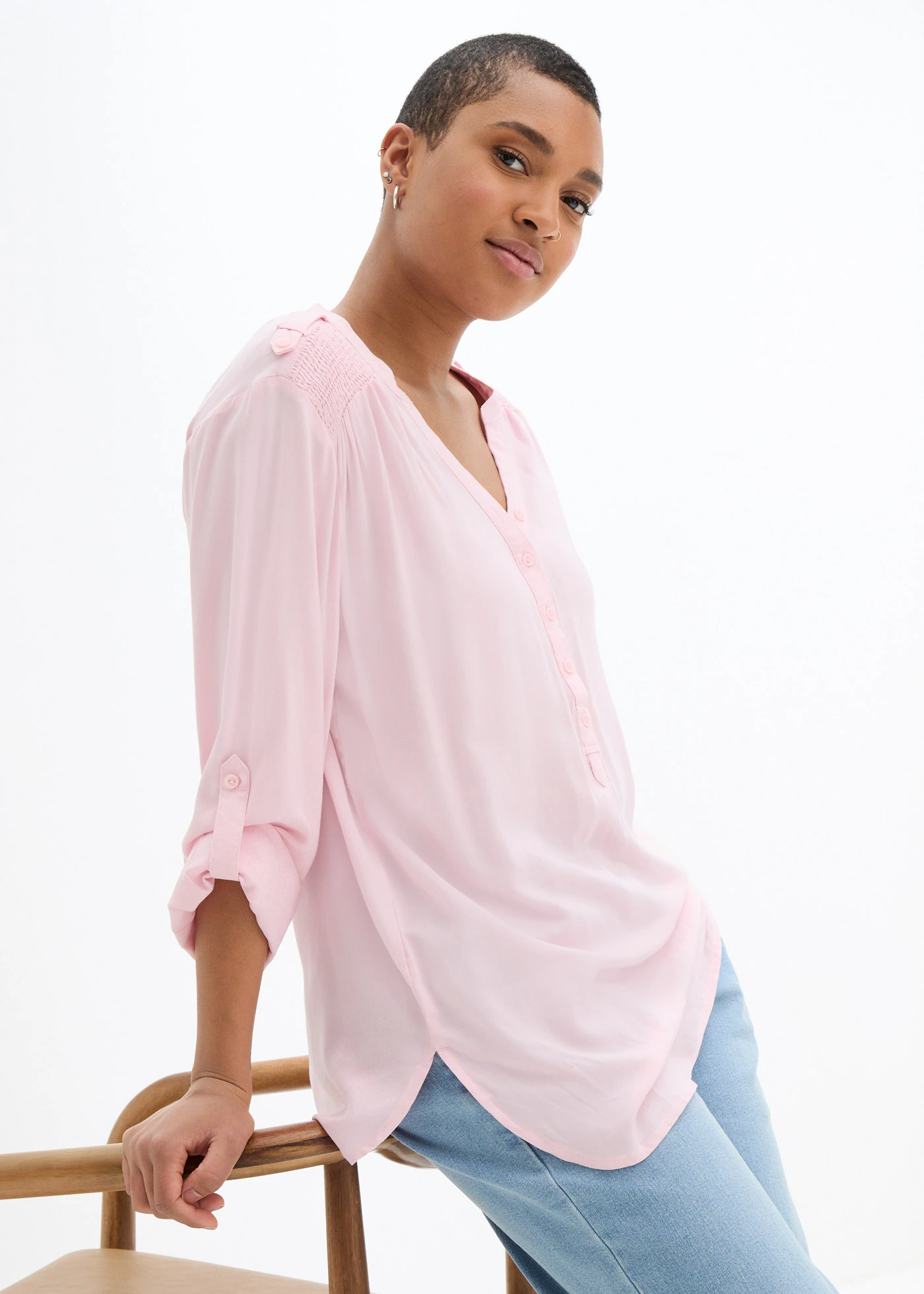 Tuniek in zacht viscose • poudreroze • bonprix online shop