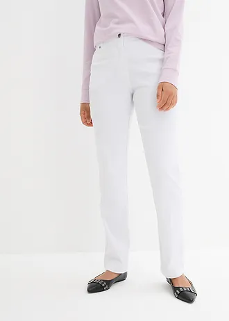 Pantalon droit en bengaline extensible, taille élastiquée • blanc • Boutique bonprix