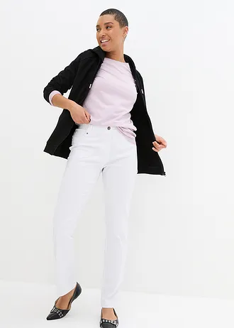 Pantalon droit en bengaline extensible, taille élastiquée • blanc • Boutique bonprix