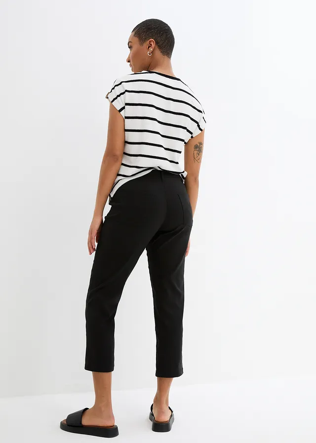 Pantalon 7/8 en bengaline, Couleur: noir