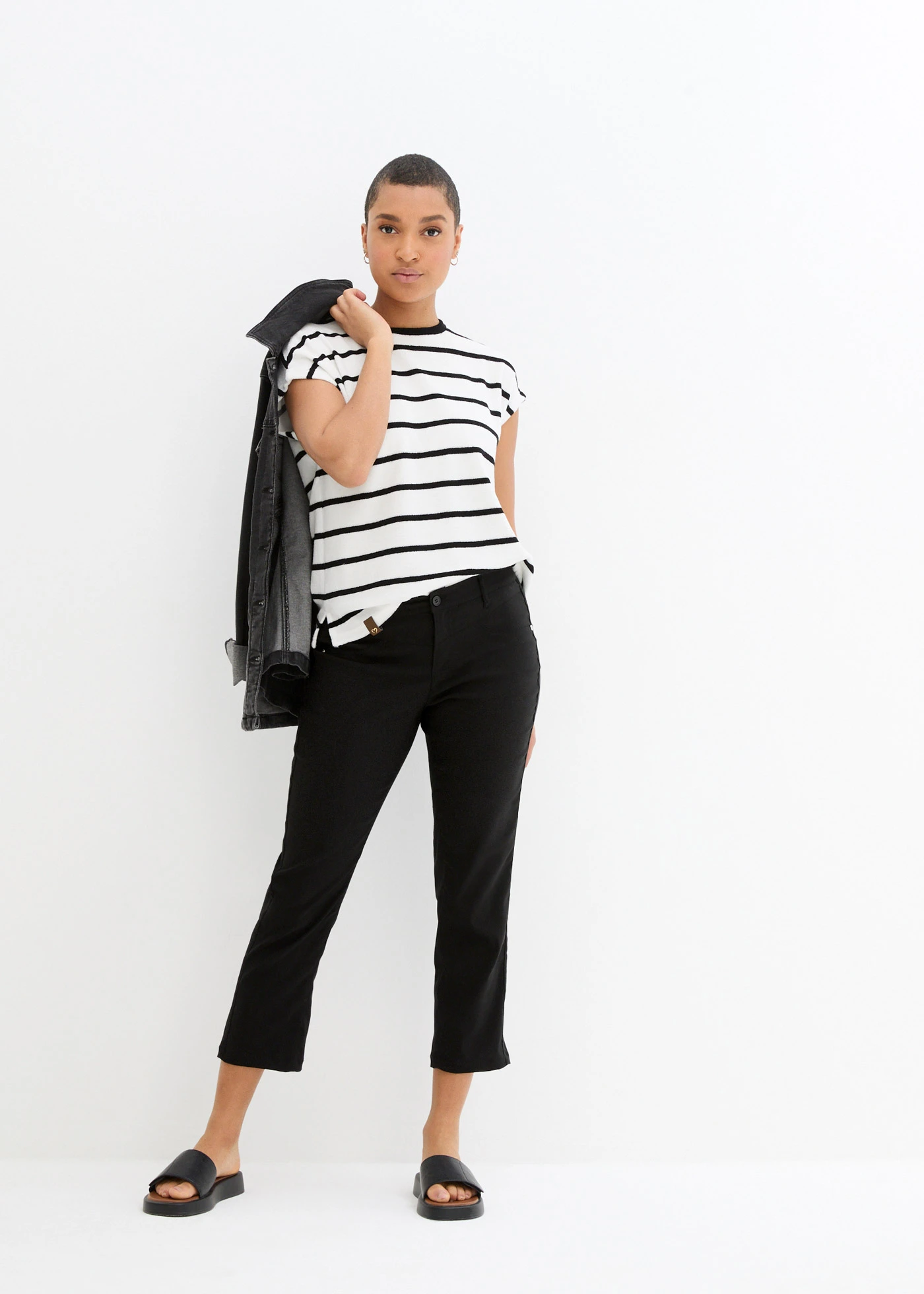 Pantaloni 7/8 bengalină • negru • magazin bonprix