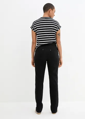 Pantaloni din bengalină, cu bată comodă, drepți • negru • magazin bonprix