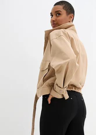 Pantalon droit en bengaline extensible, taille élastiquée • noir • Boutique bonprix