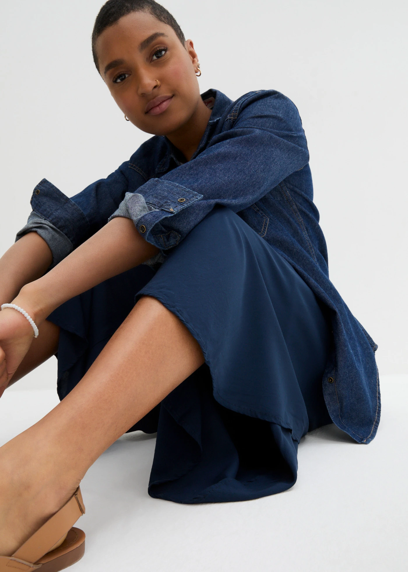 Cropped culotte van zachte viscose • donkerblauw • product-page.page-title-suffix