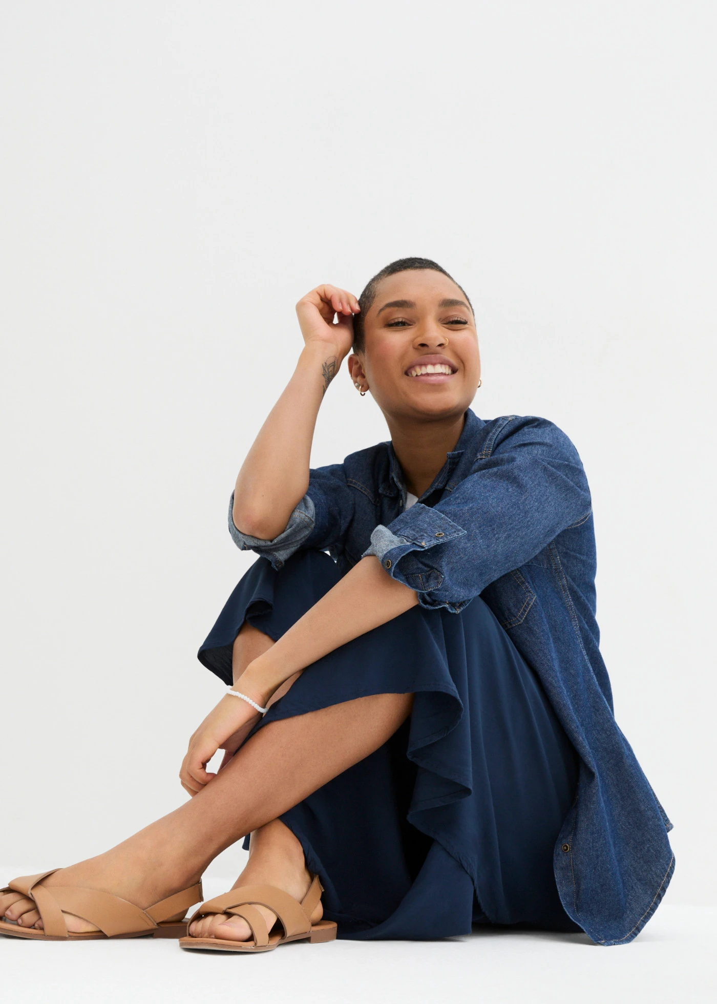 Cropped culotte van zachte viscose • donkerblauw • product-page.page-title-suffix