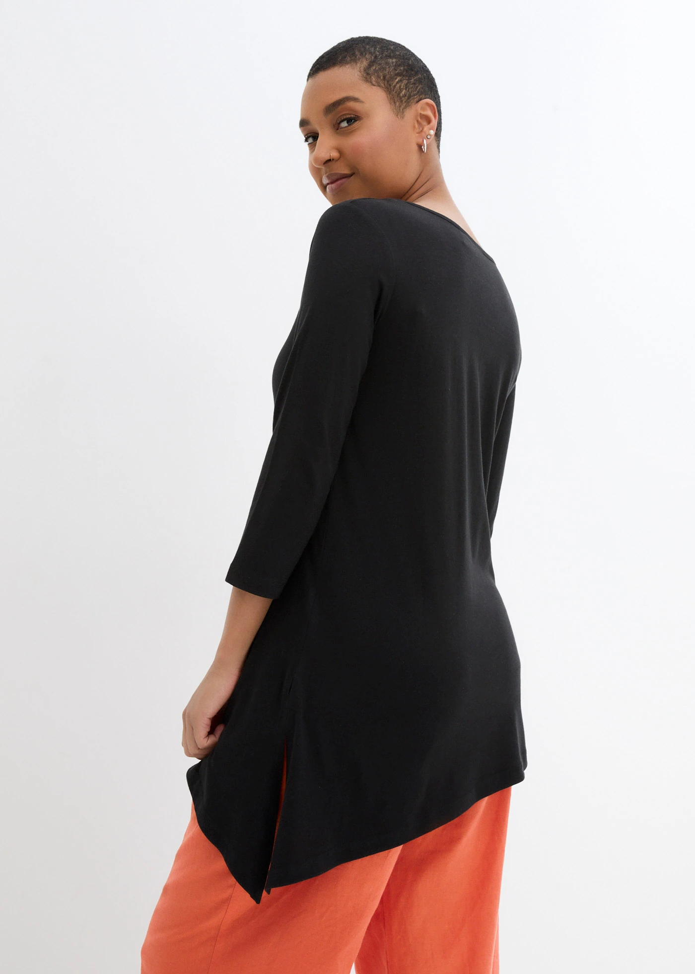 Longshirt in een katoen-viscosemix • zwart • bonprix online shop