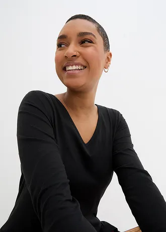 Dlouhé tričko ze směsi bavlny a viskózy • černá • bonprix obchod