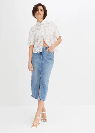 Džínová sukně s rozparkem • modrý denim • bonprix obchod