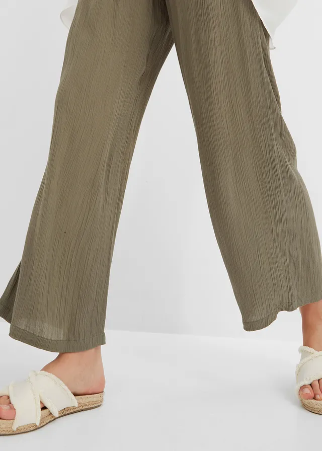 Pantalon palazzo en viscose douce • olive • product-page.page-title-suffix