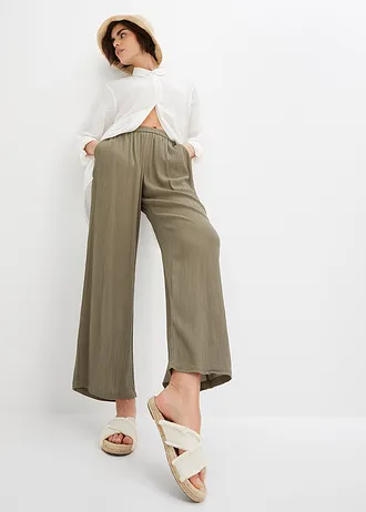 Palazzo broek van zacht viscose • olijfgroen • bonprix online shop