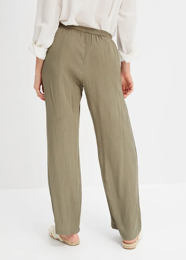 Pantalon palazzo en viscose douce • olive • product-page.page-title-suffix