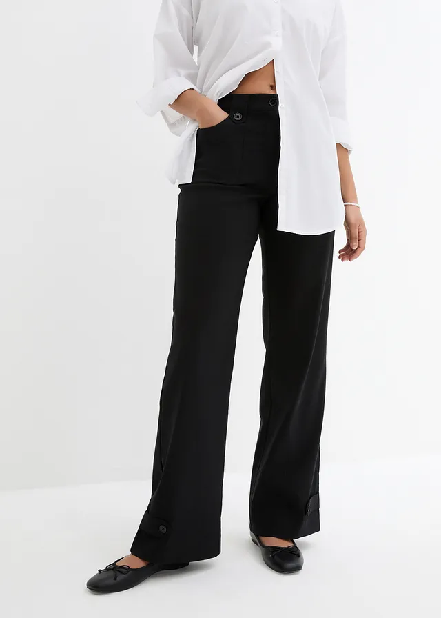 Pantalon en bengaline extensible à taille élastiquée • noir • product-page.page-title-suffix