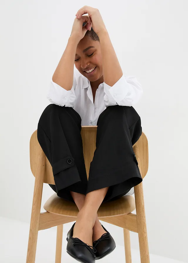 Bengaline stretch broek met comfortband • zwart • product-page.page-title-suffix