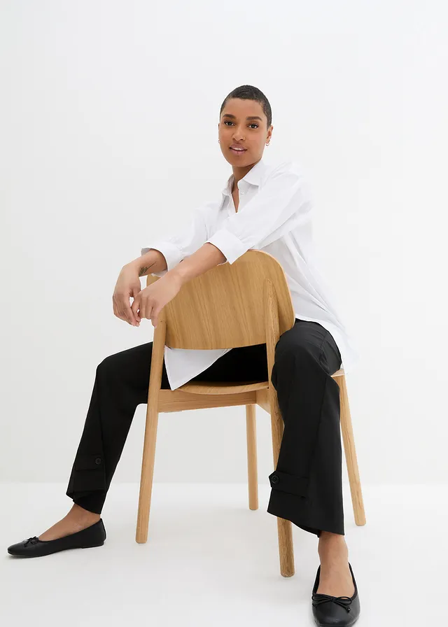 Pantalon en bengaline extensible à taille élastiquée • noir • product-page.page-title-suffix