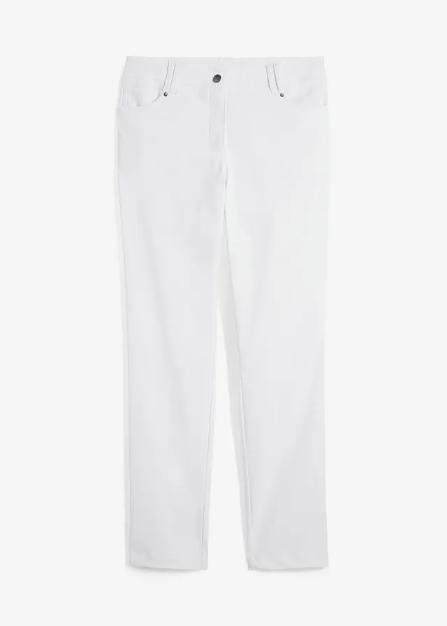 Pantalon droit en bengaline extensible, taille élastiquée • blanc • Boutique bonprix