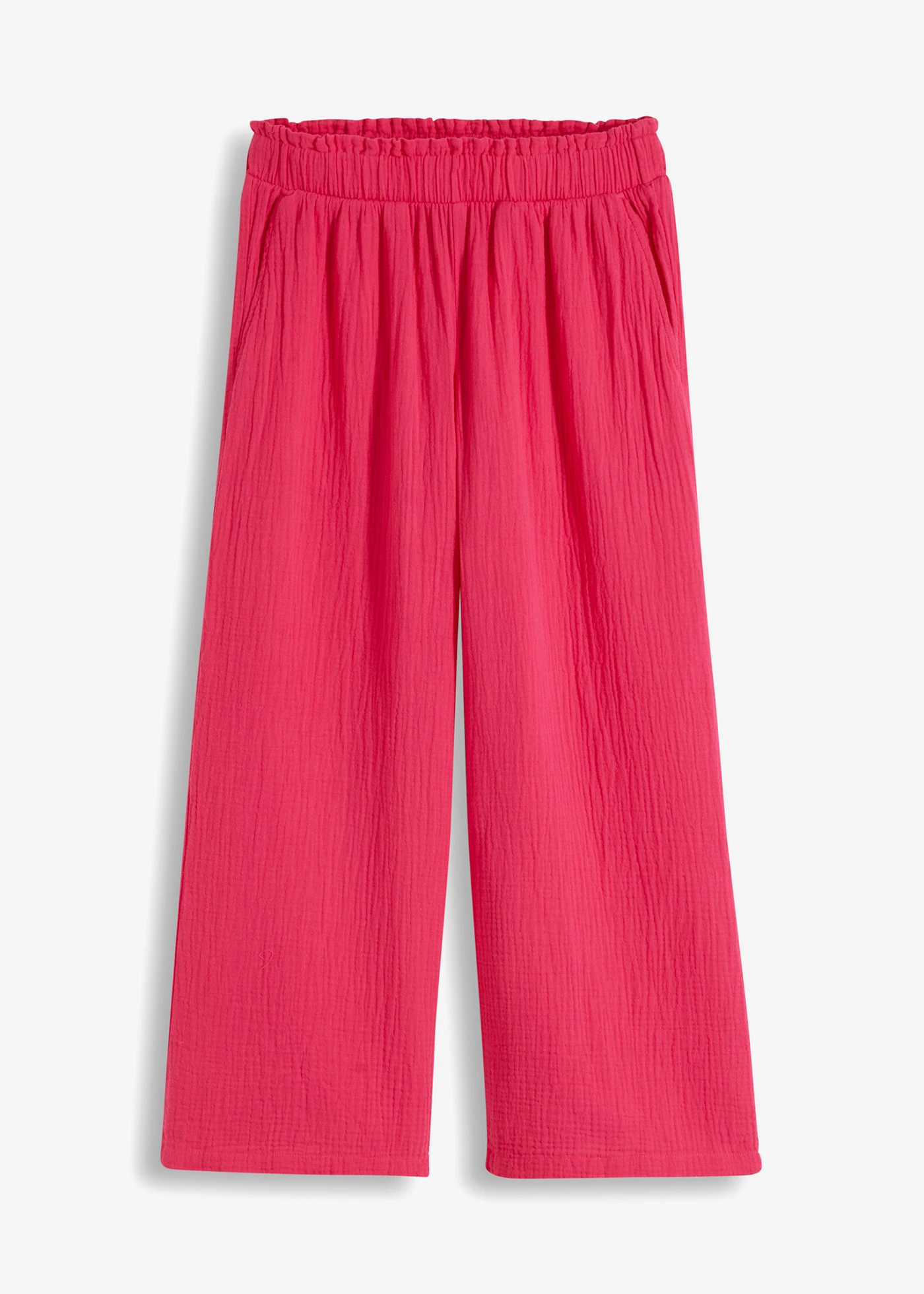 Kalhoty Culotte z bavlněného mušelínu • tmavě pink • bonprix obchod