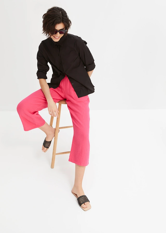 Pantalon large en gaze de coton