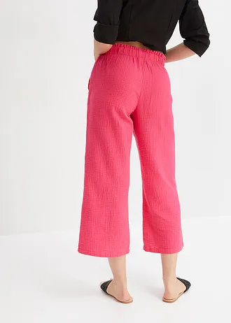 Mousseline culotte van katoen, Kleur: donkerpink