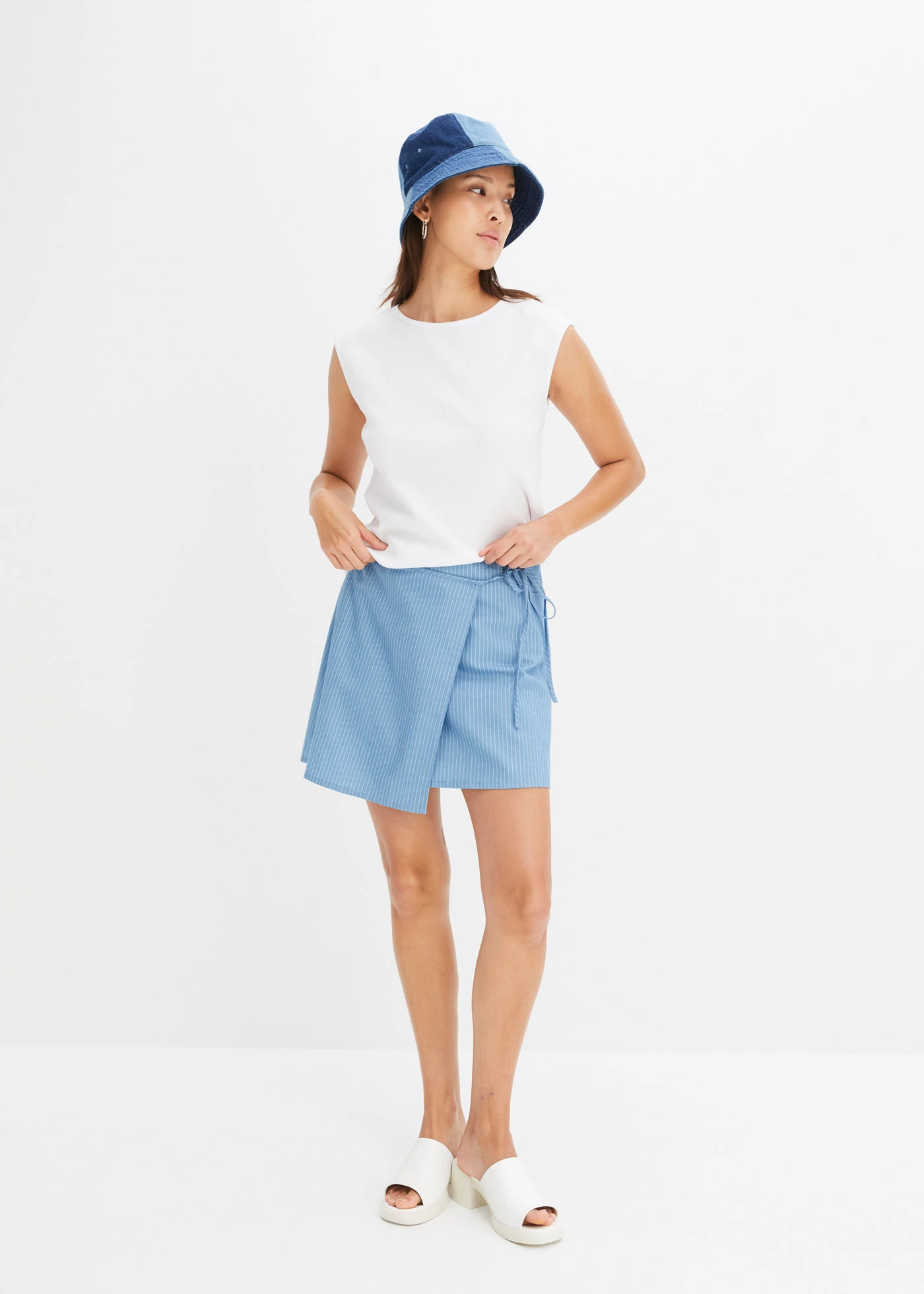 Wikkelrok • blauw denim-wit gestreept • bonprix online shop