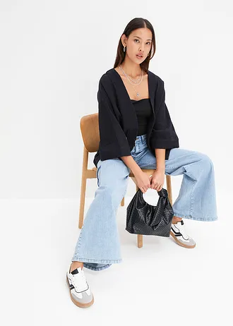 Veste kimono légère en gaze de coton • noir • Boutique bonprix