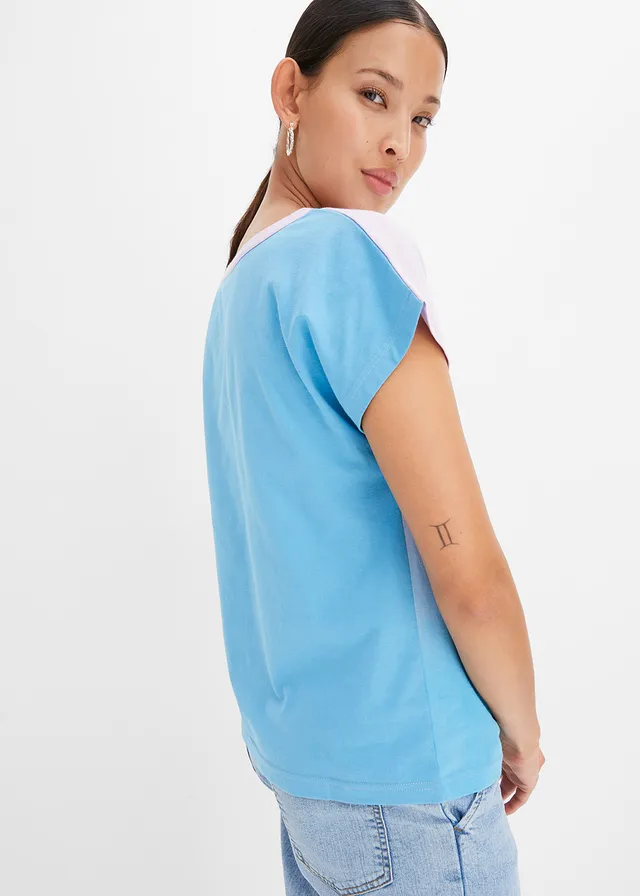 T-shirt col tunisien à effet ombré dye • bleu violet • product-page.page-title-suffix