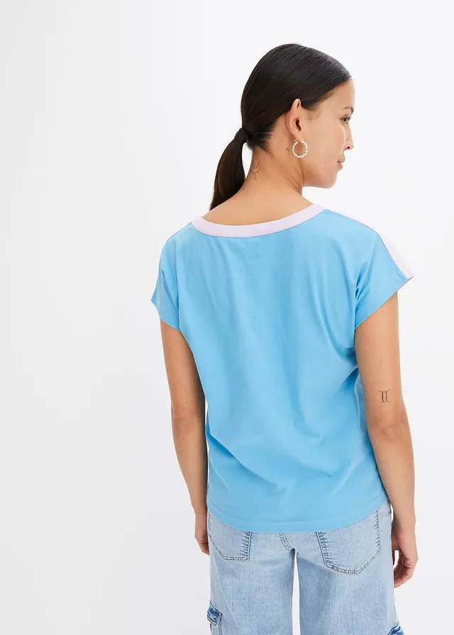 T-shirt col tunisien à effet ombré dye • bleu violet • product-page.page-title-suffix