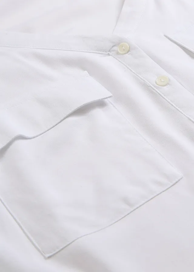 Blouse met lange mouwen en V-hals van vloeiende viscose • wit • bonprix online shop