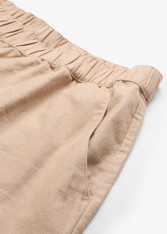 3/4 broek in een lichte linnenmix, Kleur: amandelbeige