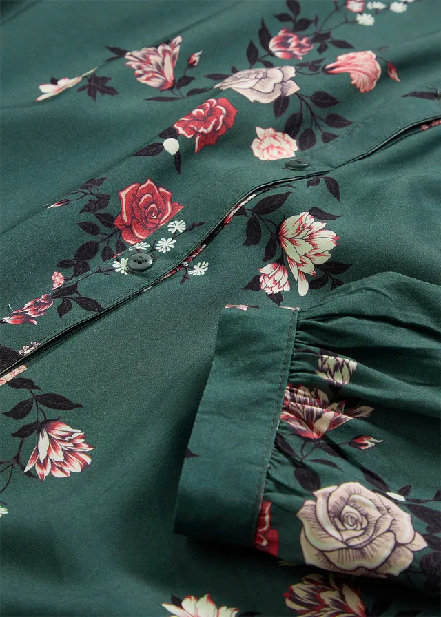 Lange blouse van soepele viscose • eucalyptusgroen gebloemd • product-page.page-title-suffix
