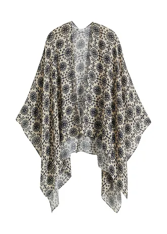 Poncho • zwart-crème gedessineerd • bonprix online shop