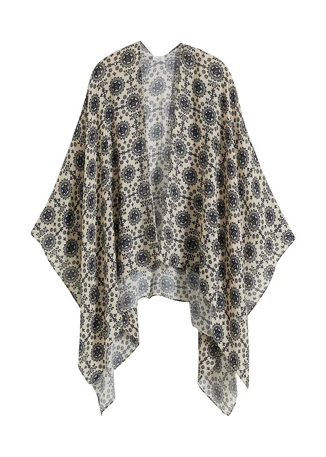 Poncho • zwart-crème gedessineerd • bonprix online shop