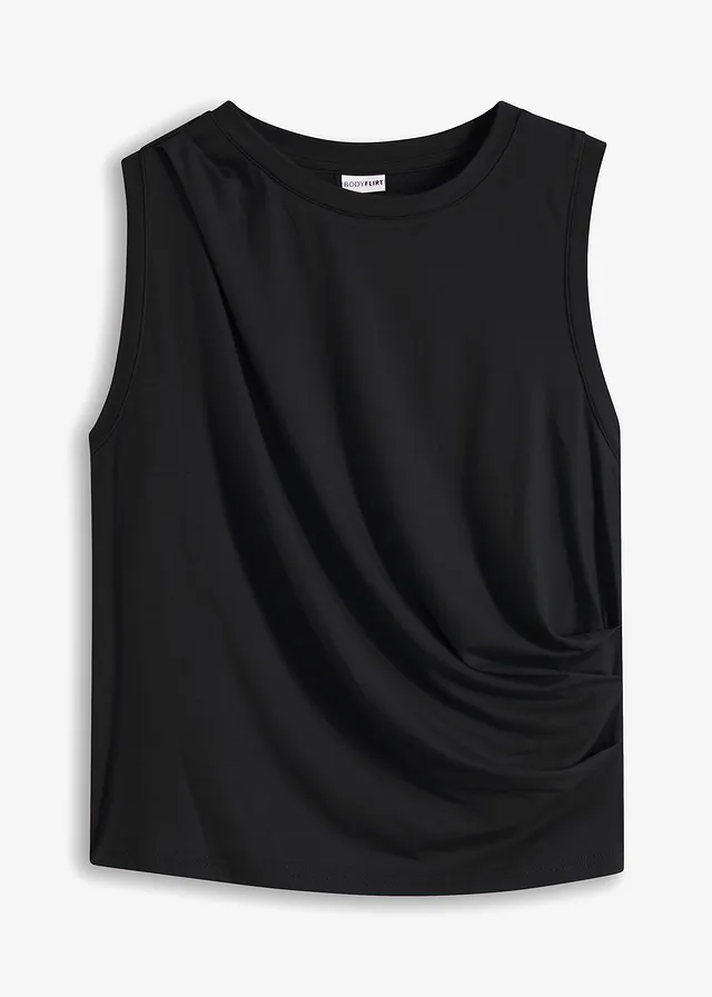 Shirt met drapering • zwart • bonprix online shop