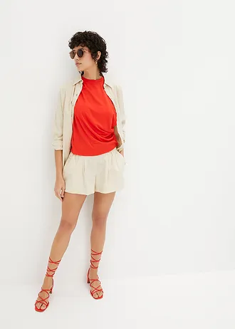 Shirt met drapering • signaalrood • bonprix online shop