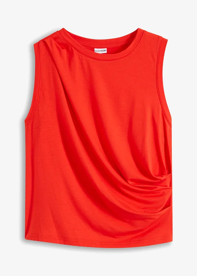 Shirt met drapering • signaalrood • bonprix online shop