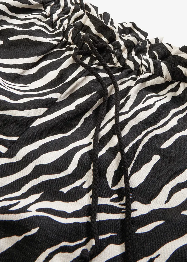 Paperbag short met strikkoordjes • zwart-ecru zebraprint • product-page.page-title-suffix