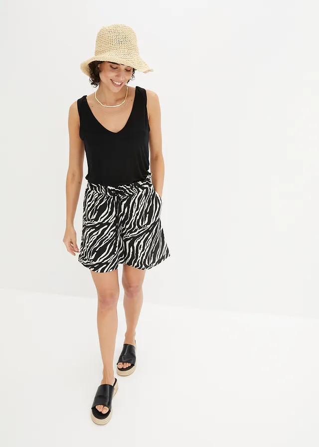 Top en viscose fluide, Couleur: noir