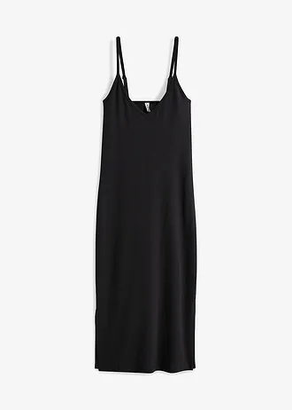 Robe ajustée en jersey coton côtelé • noir • Boutique bonprix