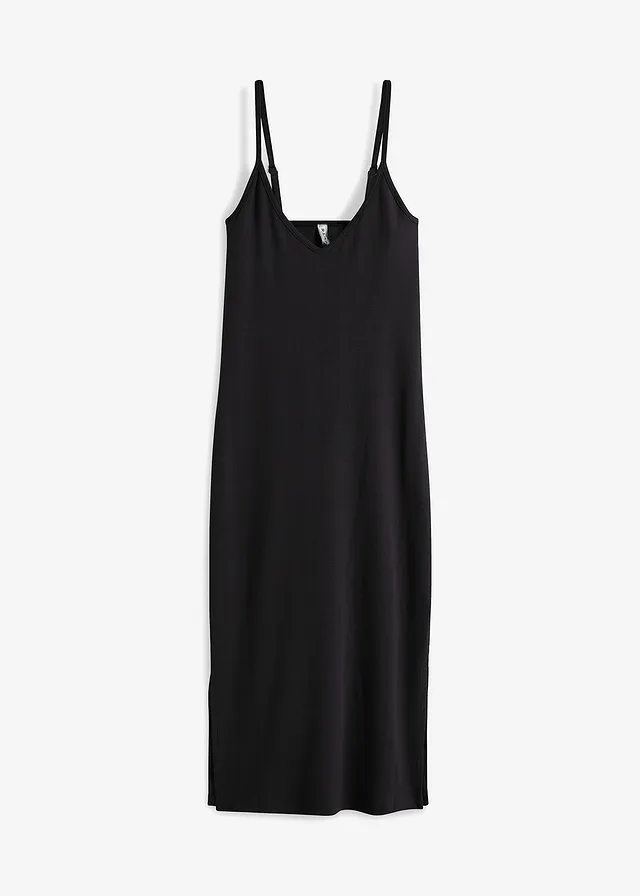 Geribde bodycon jurk van elastische katoenmix