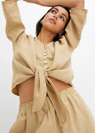 Lněná halenka • nová béžová • bonprix obchod