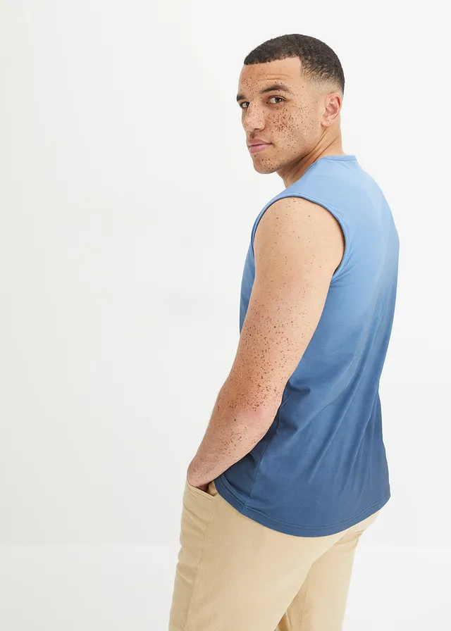 Tanktop van biologisch katoen, Kleur: donkerblauw-kristalblauw
