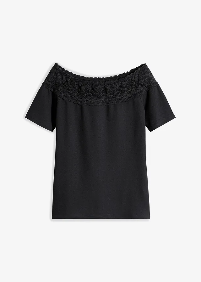 Carmen tričko s čipkou, štruktúrované