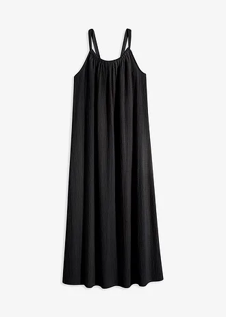 Robe légère à bretelles en crêpe, Couleur: noir