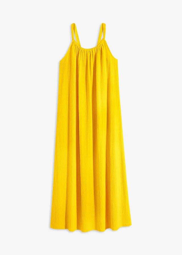 Robe légère à bretelles en crêpe, Couleur: jaune jonquille