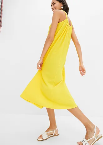 Robe légère à bretelles en crêpe • jaune jonquille • Boutique bonprix