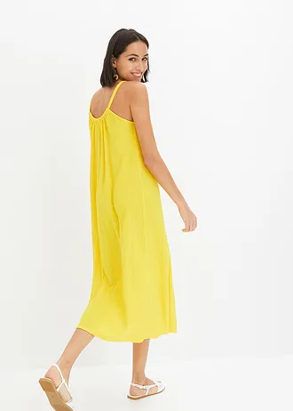 Robe légère à bretelles en crêpe, Couleur: jaune jonquille
