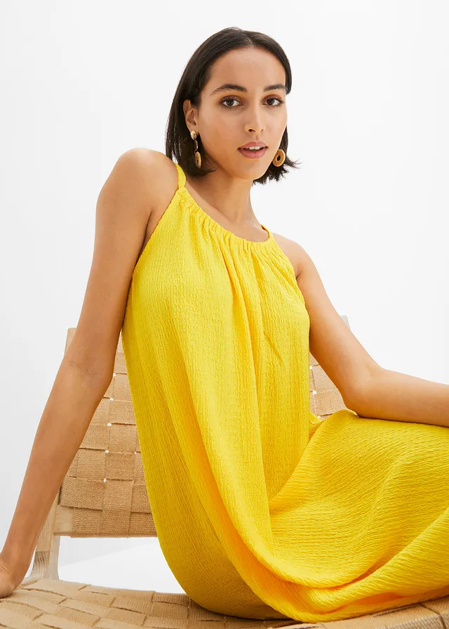 Robe légère à bretelles en crêpe • jaune jonquille • product-page.page-title-suffix