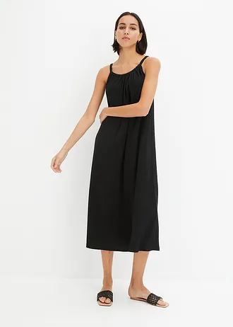 Robe légère à bretelles en crêpe, Couleur: noir